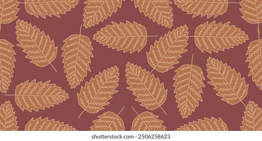 autumn seamless pattern abstract floral background with leaves, hand drawing flat color.