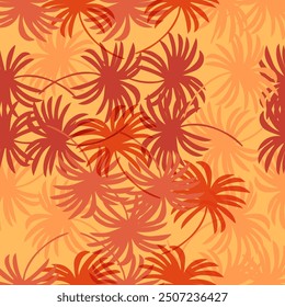 Fondo floral abstracto sin patrón de otoño con hojas, dibujo a mano de color plano.
