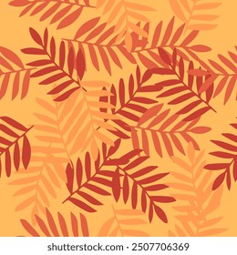 autumn seamless pattern abstract floral background with leaves, hand drawing flat color.