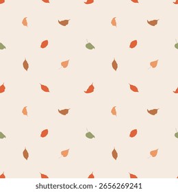 Otoño sin patrón con hojas abstractas sobre fondo beige. Vector otoño diseñado para la impresión, tela, Fondo de pantalla, papel de embalaje