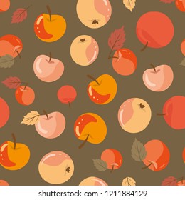 Autumn seamless pattern with apple harvest