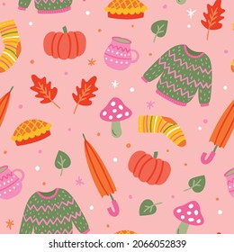 Autumn seamless pattern. Autumn background.