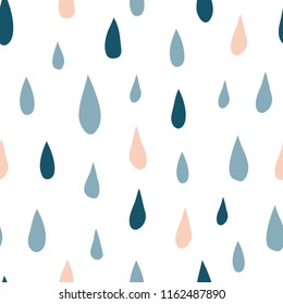 Autumn seamless pattern background with colorful rain drops. Simple fall background. Endless hand drawn vector illustration for textile, fabric, paper.