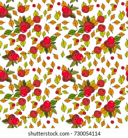 Autumn Seamless Pattern Background Colorful Leaves Ornament Fall Season Flat Vector Illustration