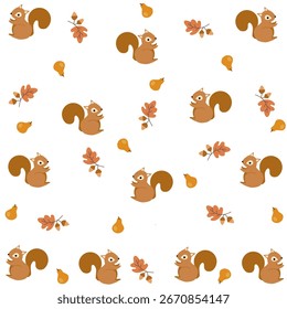 Autumn seamless pattern background with different animals vector