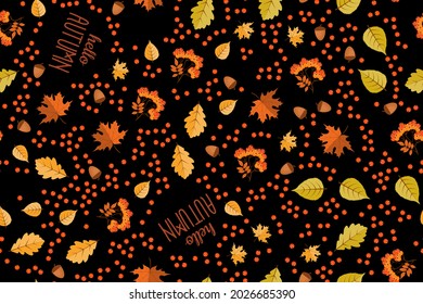 Autumn seamless pattern background with falling leaves. Vector Illustration EPS10