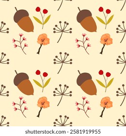 Autumn seamless pattern background. Tropical leaves illustration pattern. Autumn background. Perfect for fashion clothes, shirt, fabrics, textiles, wallpaper, decor, illustration, print, packaging. 