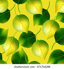 Autumn seamless pattern with birch leaves. Vector illustration.