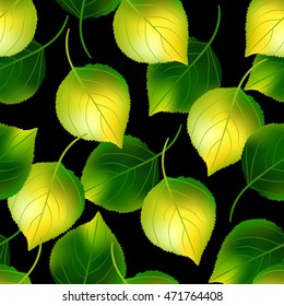 Autumn seamless pattern with birch leaves. Vector illustration.