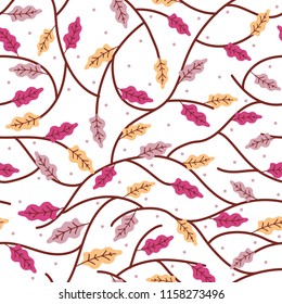 Autumn Seamless Pattern Branch and leaf. Repeatable graphic element. eps 10