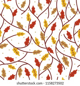 Autumn Seamless Pattern Branch and leaf. Repeatable graphic element. eps 10