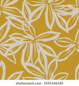 Autumn seamless pattern with branches and leaves on a white background. Pattern for textiles, wrapping paper, covers, backgrounds.