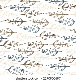 autumn seamless pattern of branches. Scandinavian pattern in natural palette. Print for textile, scrapbooking, wallpapers, digital paper, packaging, notepads. Vector illustration, doodle