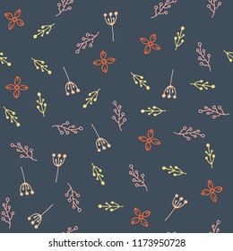 autumn seamless pattern with bright foliage on a dark background, eps8
