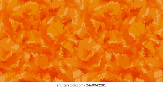 Autumn seamless pattern with bright orange maple leaves. Vector decorative background for printing on fabric, paper packaging, decoration of seasonal holidays and festivals.