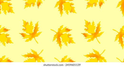 Autumn seamless pattern with bright yellow maple leaves. Vector decorative background for printing on fabric, paper packaging, seasonal festivals and holiday design.