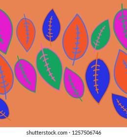 Autumn   seamless  pattern, colored  leaves . Hand drawn.
