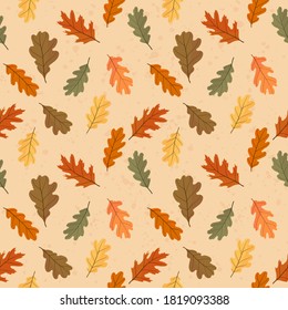Autumn seamless pattern of colorful leaves. Vector illustration.