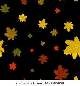 autumn seamless pattern with colorful maple leaves.Perfect for seasonal and Thanksgiving Day greeting cards,For textiles, packaging, fabric, wallpaper.  hand drawing.