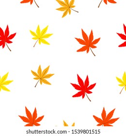 Autumn seamless pattern of colorful maple leaves