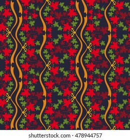 Autumn seamless pattern with colorful maple leaves. Vector clip art.
