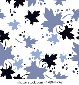 Autumn seamless pattern with colorful maple leaves. Vector clip art.