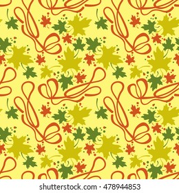 Autumn seamless pattern with colorful maple leaves. Vector clip art.