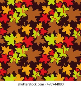 Autumn seamless pattern with colorful maple leaves. Vector clip art.