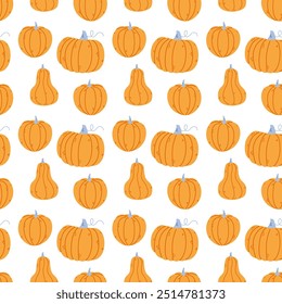 autumn seamless pattern with cute pumpkins
