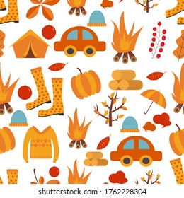 Autumn seamless pattern. Autumn decoration background. Vector illustration.