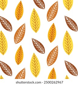 Otoño diseño de patrón sin fisuras, textura de otoño, fondo de otoño, impresión de Vector, hojas de otoño