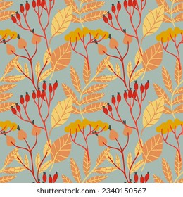 Autumn seamless pattern design. Repeat design with autumn thematics elements
