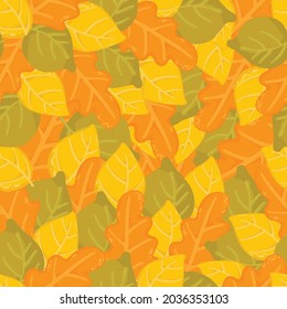 Autumn seamless pattern with different leaves. Colorful autumn leaves seamless background