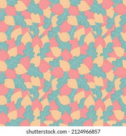Autumn seamless pattern with different leaves. Colorful autumn leaves seamless background