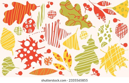 Autumn seamless pattern with different leaves and plants, seasonal colors. Autumn leaves seamless pattern wallpaper image