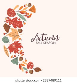 Autumn seamless pattern with different leaves and plants, seasonal colors. Autumn leaves seamless pattern wallpaper image