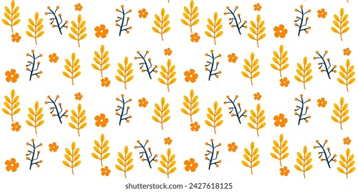 Patrón de otoño sin fisuras con diferentes hojas y plantas Naturaleza Hoja de planta Vector sin fisuras. patrón de hojas Patrón sin fisuras dibujado a mano con hojas tropicales. patrón sin fisuras florales