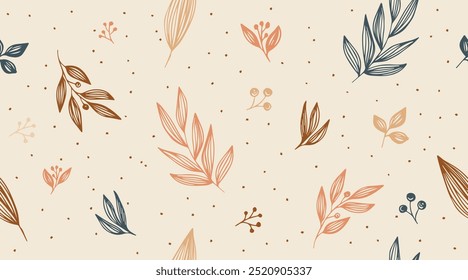 Otoño sin patrón con diferentes hojas y bayas