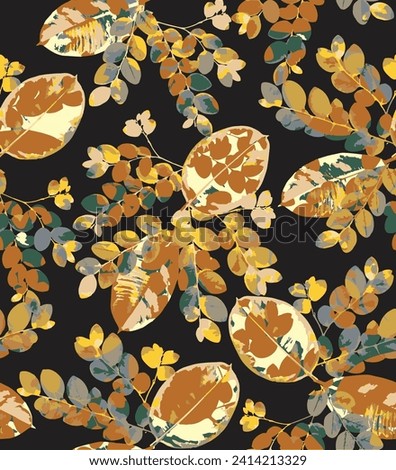 Autumn seamless pattern with different leaves and plants, seasonal colors. perfect for fashion and decoration. for textile or book covers, wallpapers, print, gift wrap and scrapbooking