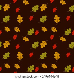 Autumn seamless pattern. Endless elegant texture with leaves. Tempate for design fabric, backgrounds, wrapping paper, package.