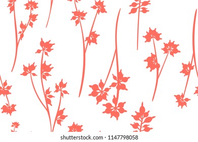 Autumn Seamless Pattern with Eucalyptus Leaves. Foliage Natural Branches. Decorative Background in Vintage Style. Seamless Eucalyptus Pattern for Fabric, Textile, Wrapping Paper, Cloth, Dress, Print.