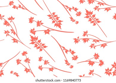 Autumn Seamless Pattern with Eucalyptus Leaves. Foliage Natural Branches. Decorative Background in Vintage Style. Seamless Eucalyptus Pattern for Fabric, Textile, Wrapping Paper, Cloth, Dress, Print.