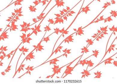 Autumn Seamless Pattern with Eucalyptus Leaves. Foliage Natural Branches. Decorative Background in Vintage Style. Seamless Eucalyptus Pattern for Fabric, Textile, Wrapping Paper, Cloth, Dress, Print.