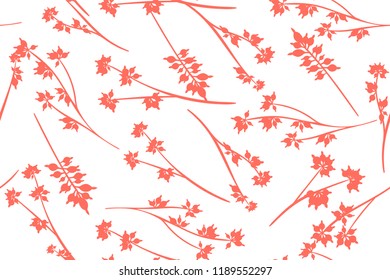 Autumn Seamless Pattern with Eucalyptus Leaves. Foliage Natural Branches. Decorative Background in Vintage Style. Seamless Eucalyptus Pattern for Fabric, Textile, Wrapping Paper, Cloth, Dress, Print.