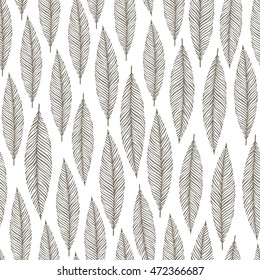 Autumn seamless pattern. Exotic leaves vector illustration. Design for card, print, wallpaper, invitation.