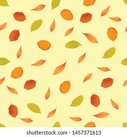 Autumn seamless pattern with fall leaf
