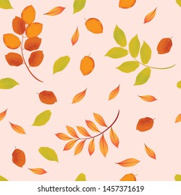 Autumn seamless pattern with fall leaf