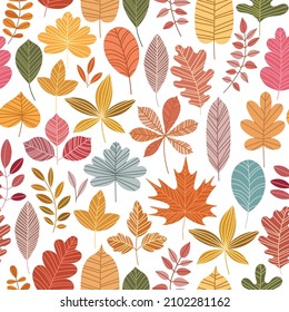 Autumn seamless pattern. Fall leaves background 