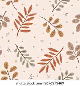 Padrão sem emenda de outono com folhas de queda. Vetor editável plano de fundo perfeito