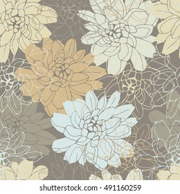 Autumn seamless pattern with flowers.